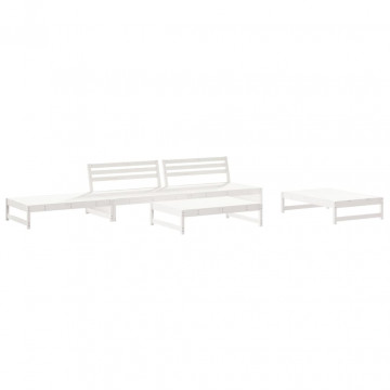 Set mobilier relaxare grădină&perne 6 piese alb lemn masiv pin - Img 3
