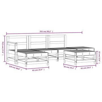 Set mobilier relexare de grădină, 6 piese, lemn masiv de pin - Img 6