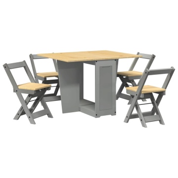 Set mobilier tip fluture Corona, pliabil 5 piese gri lemn pin - Img 2