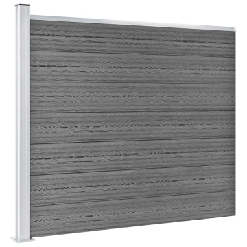 Set panouri gard, 353x146 cm, gri, WPC - Img 3
