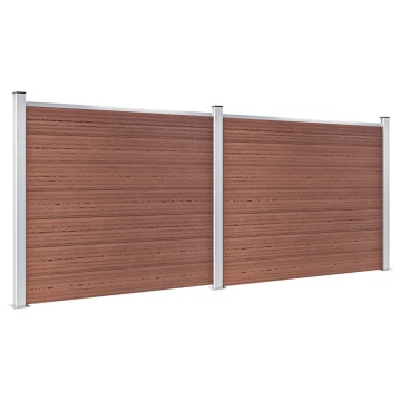 Set panouri gard, 353x146 cm, maro, WPC - Img 2