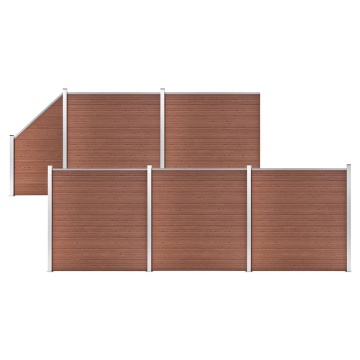 Set panouri gard, 5 pătrate + 1 oblic, maro, 965 x 186 cm, WPC - Img 1