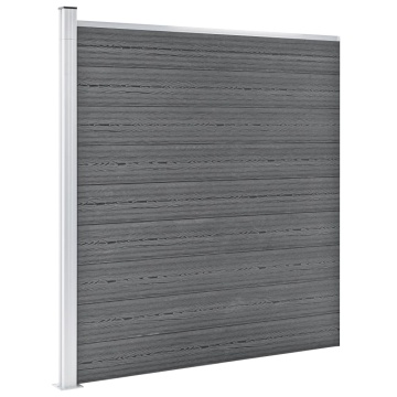 Set panouri gard, 6 pătrate + 1 oblic, gri, 1138x186 cm, WPC - Img 2