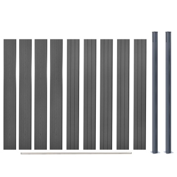 Set panouri pentru gard, gri, 180x186 cm, WPC - Img 6