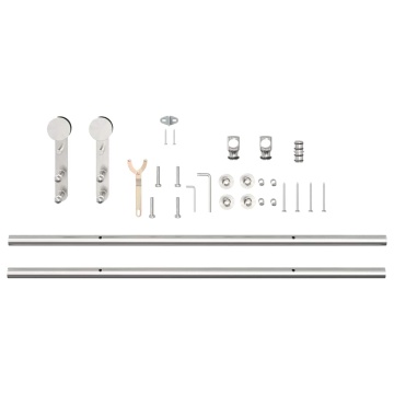 Set piese pentru ușă glisantă, argintiu, 183 cm oțel inoxidabil - Img 8