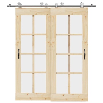 Set piese pentru ușă glisantă, argintiu, 200 cm oțel inoxidabil - Img 1