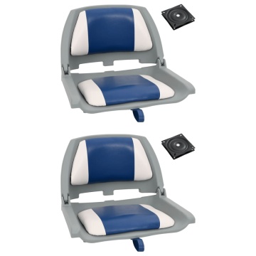 Set scaun pliabil pentru barcă, 4 piese, cu pernă alb-albastru - Img 1