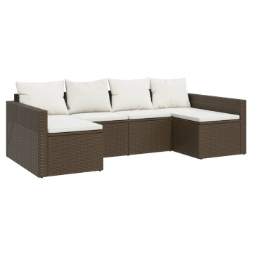 Set șezlong de grădină cu perne, 2 piese, maro, poliratan - Img 3