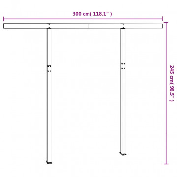 Set stâlp pentru copertină, alb, 300x245 cm, fier - Img 6