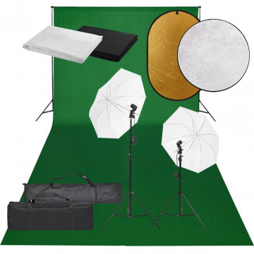 Set studio foto cu lumină, fundal și reflector - Img 1
