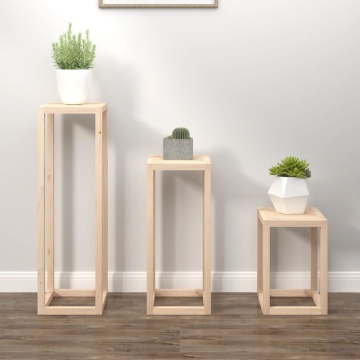 Set suport de plante, 3 piese, lemn masiv de pin - Img 1