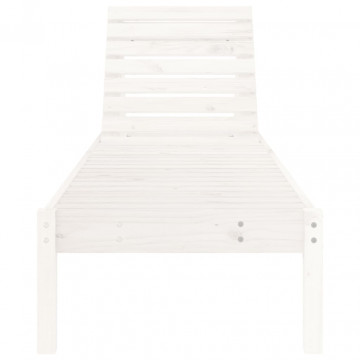 Șezlong, alb, 199,5x60x74 cm, lemn masiv de pin - Img 3