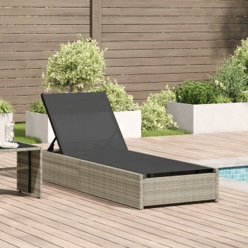 Șezlong Bej 60x200x27 cm Ratan Poliester - Img 1