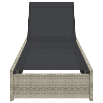 Șezlong Bej 60x200x27 cm Ratan Poliester - Img 3