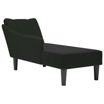 Sezlong cu cotiera dreapta catifea neagra - Img 1