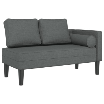 Șezlong cu perne, gri închis, material textil - Img 2