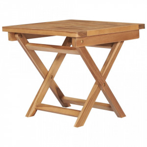 Șezlong de soare pliabil cu masă, lemn masiv de tec - Img 7