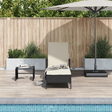 Șezlong Negru și crem PE Rattan 157 x 55 x 92 cm - Img 1