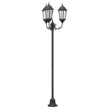 Stâlp de iluminat pentru grădină 3-lămpi E27 Bronz 220 cm Aluminiu - Img 2