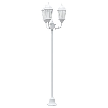Stâlp de iluminat pentru grădină cu 3 lămpi E27 Alb 220 cm Aluminium - Img 2