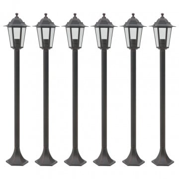 Stâlp iluminare grădină, 6 buc., bronz, 110 cm, aluminiu, E27 - Img 1