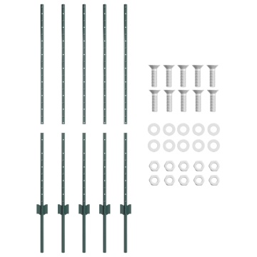 Stâlpi de gard 5 pcs Canale-U Verzi 120 cm Oțel - Img 4
