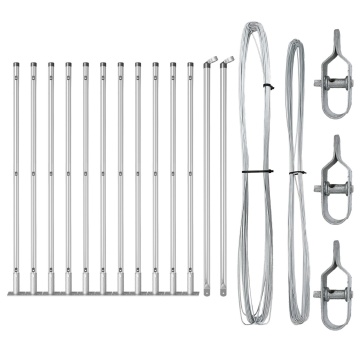 Stâlpi de gard cu plăci de bază 13 buc Ø32mm 90cm Oțel galvanizat - Img 2