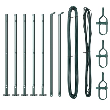 Stâlpi de gard cu plăci de bază 7 buc Ø32mm 70cm Oțel galvanizat - Img 2