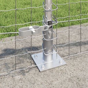 Stâlpi de gard cu plăci de bază 7 buc Ø32mm 70cm Oțel galvanizat - Img 3