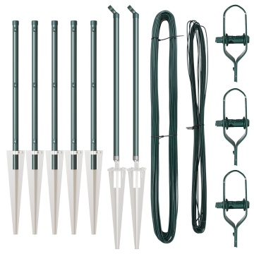 Stâlpi de gard cu țăruș 7 pcs Ø32 mm 60 cm oțel galvanizat - Img 2