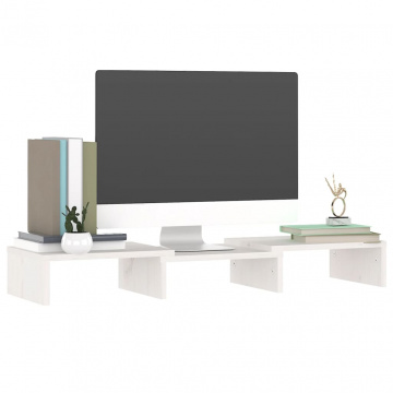 Stand pentru monitor, alb, 60x24x10,5 cm, lemn masiv de pin - Img 7