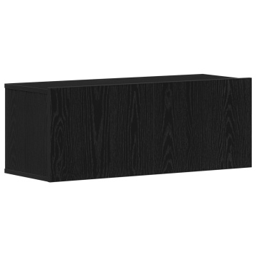 Stand TV Negru din Stejar 80x30x30 cm Fabricat din Lemn Fals - Img 2