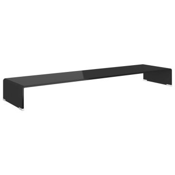 Stand TV/Suport monitor sticlă, 120x30x13 cm, negru - Img 2