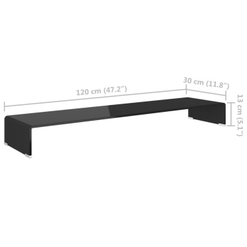 Stand TV/Suport monitor sticlă, 120x30x13 cm, negru - Img 5