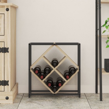 Stative pentru vin Sonoma oak, Negru Plăci aglomerate, Metal Mediul - Img 4