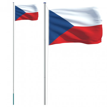 Steag Cehia și stâlp din aluminiu, 6,23 m - Img 2