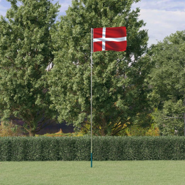 Steag Danemarca și stâlp din aluminiu, 5,55 m - Img 1
