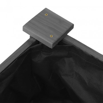 Strat grădină înălțat cu căptușeală gri 240x120x25cm, lemn brad - Img 5