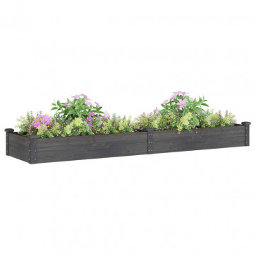 Strat grădină înălțat cu căptușeală gri 240x60x25 cm, lemn brad - Img 3