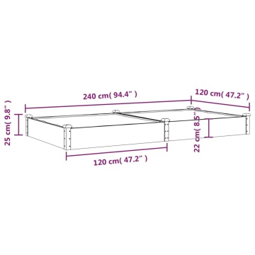 Strat grădină înălțat cu căptușeală maro 240x120x25cm lemn brad - Img 7