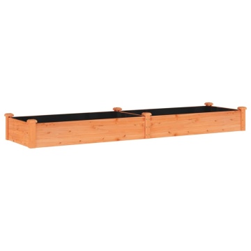 Strat grădină înălțat cu căptușeală maro 240x60x25 cm lemn brad - Img 2