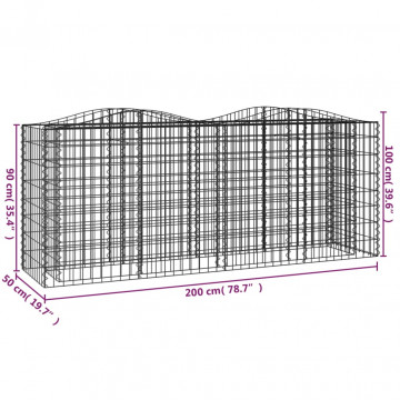 Strat înălțat cu gabion arcuit, 200x50x100 cm, fier galvanizat - Img 5