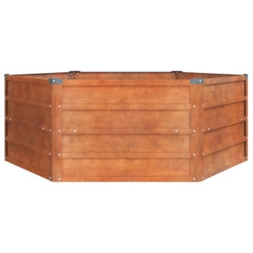 Strat înălțat de grădină, ruginiu, 129x129x45 cm, oțel corten - Img 4