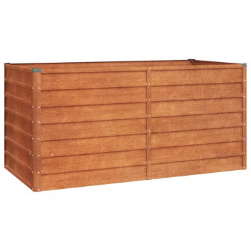 Strat înălțat de grădină, ruginiu, 160x80x77 cm, oțel corten - Img 2