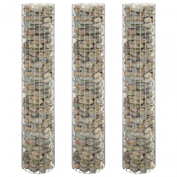 Strat înălțat gabion 3 buc. Ø30x150 cm oțel galvanizat circular - Img 1