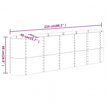 Strat înălțat grădină gri 224x40x68cm oțel vopsit electrostatic - Img 5