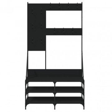 Suport de haine cu raft de pantofi, negru, 100x40x184 cm - Img 4