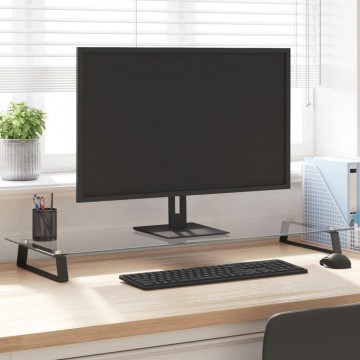 Suport de monitor, negru, 100x35x8 cm, sticlă securizată/ metal - Img 1