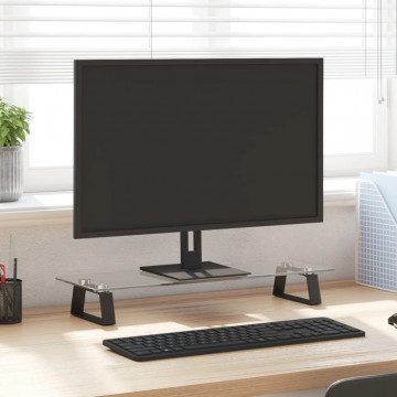 Suport de monitor, negru, 60x20x8 cm, sticlă securizată/ metal - Img 1