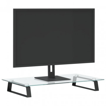 Suport de monitor, negru, 60x35x8 cm, sticlă securizată/ metal - Img 3